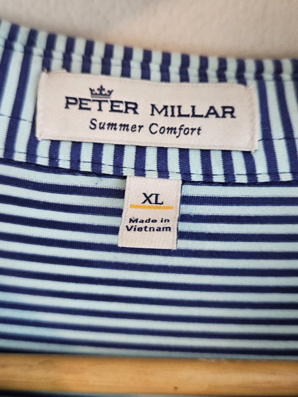 Peter Millar Summer Comfort Striped Polo Performance Fabric XL Men's - Picture 5 of 7